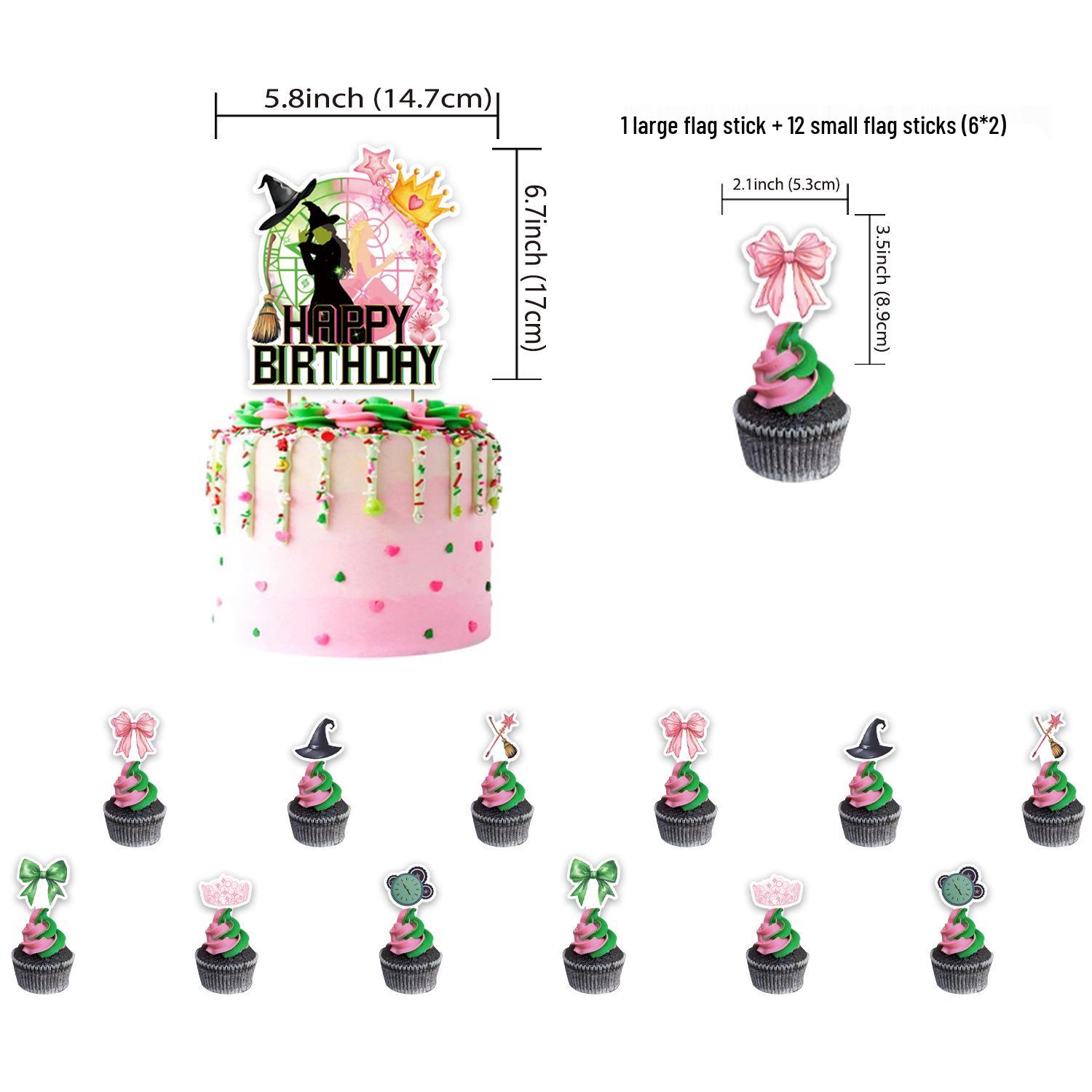 In Stock Bad Witch Birthday Party Decorations: Cake Toppers, Small Flags, Balloons, Covers