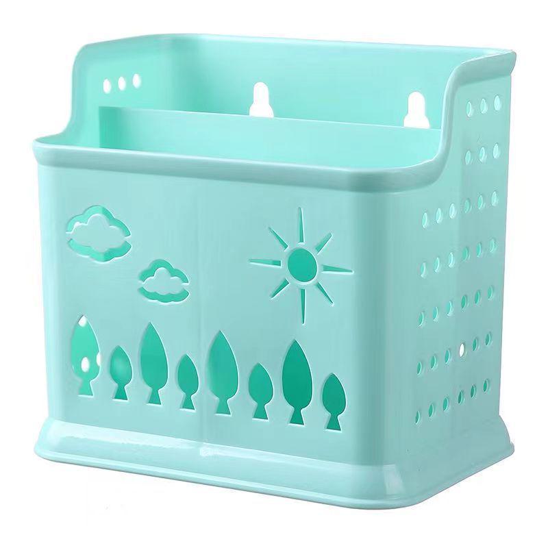 Wall-Mounted Multifunctional Chopstick Holder and Draining Basket Organizer for Kitchen Four-Slot Chopstick Holder