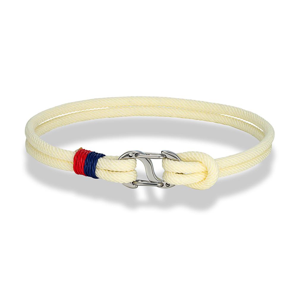 Navy Blue Braided Rope Bracelet Stainless Steel Double Push Carabiner Clasp Survival Bracelet for Men Women Couple Gifts