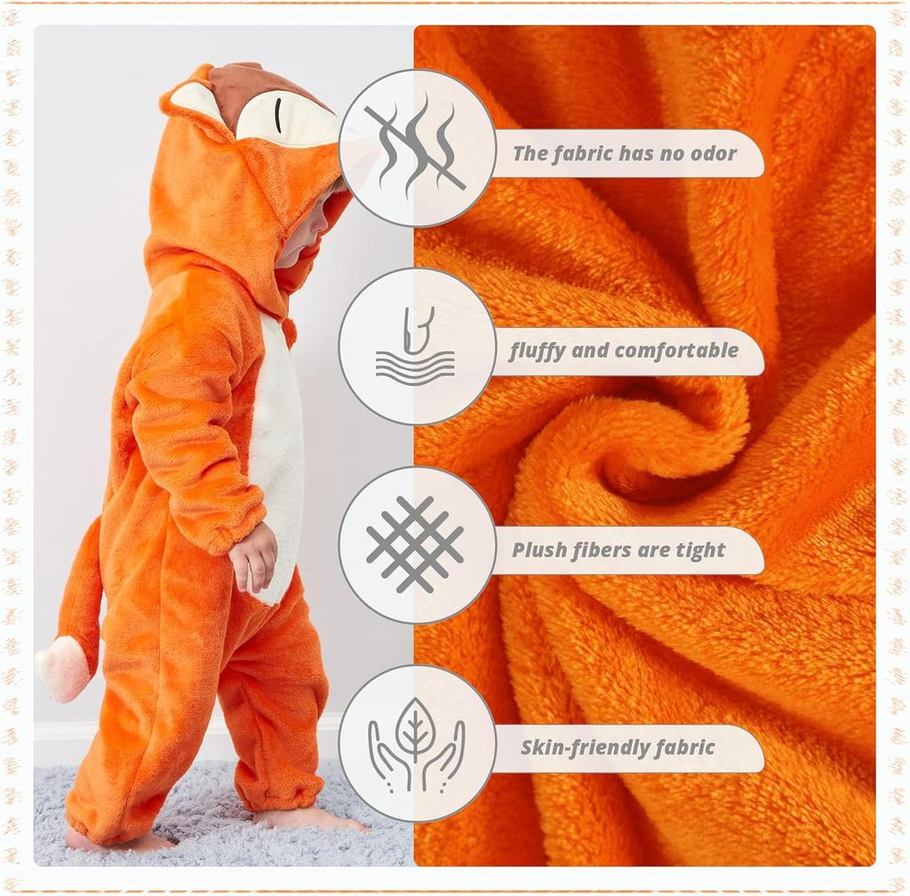 Winter Halloween Dinosaur Kigurumi Cosplay Clothes Hooded Animal Cow Monkey Unicorn Onesies Baby Thick Romper Newborn Jumpsuit