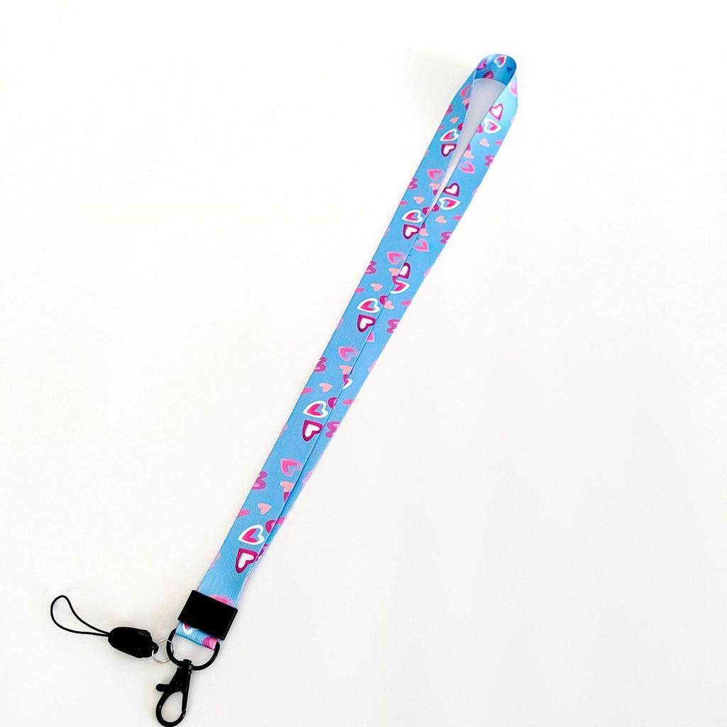 Cartoon Phone Lanyard with Heat Transfer Webbing, Mine Buckle, and Name Tag Holder for Work ID