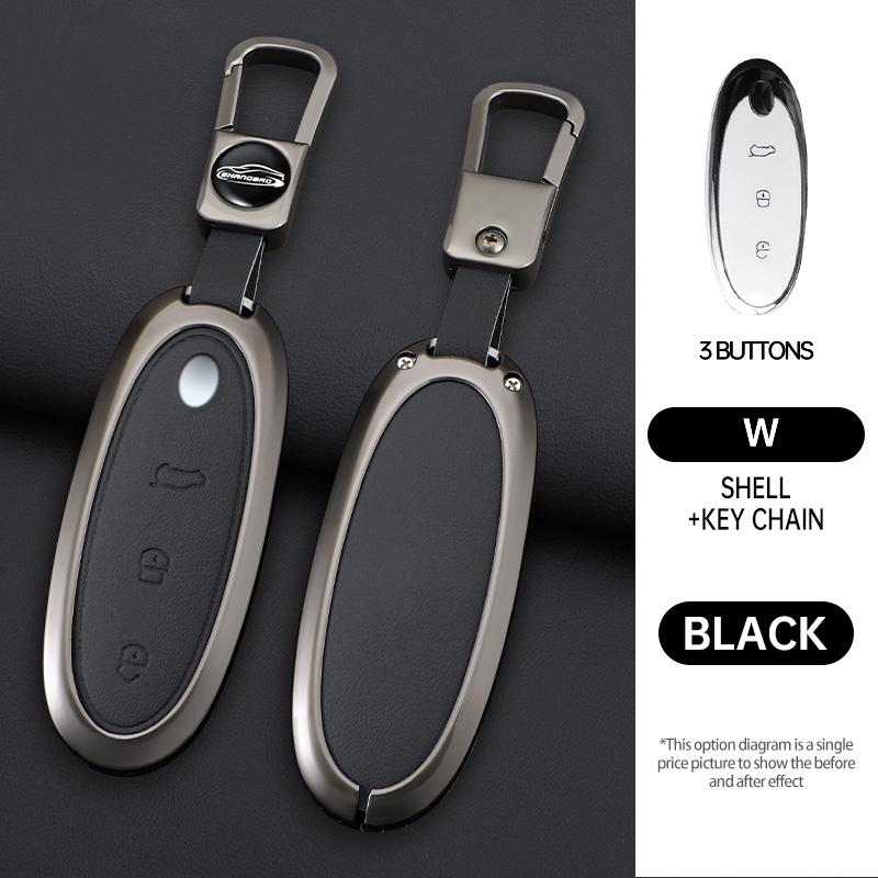Zinc Alloy + Leather Car Key Case Cover Shell For Dongfeng Nammi 01New Engery High Level Keychain Protective Accessories