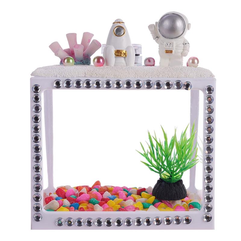 Betta Fish for Tank DIY Plastic Fish Bowls Mini Aquarium Transparent Fish Keeper Feeding Box for Turtle Pet Fish Starter