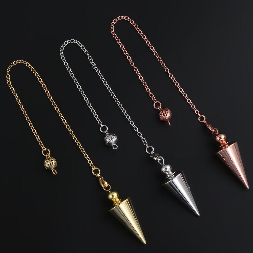 Rose Gold Dowsing Gold Silver Antique Copper Metal Amulet Reiki Pendulum Pendant Cone Pendule Reiki