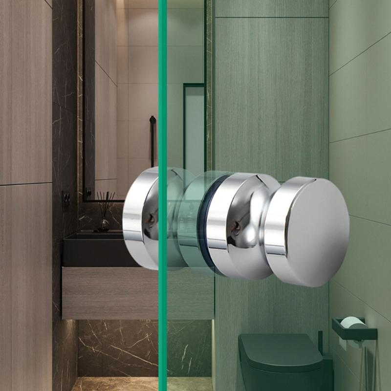 Pack of 2 Stylish Contemporary Glass Door Handles Aluminum Alloy Materials Bathroom Accessory for Wet Environment
