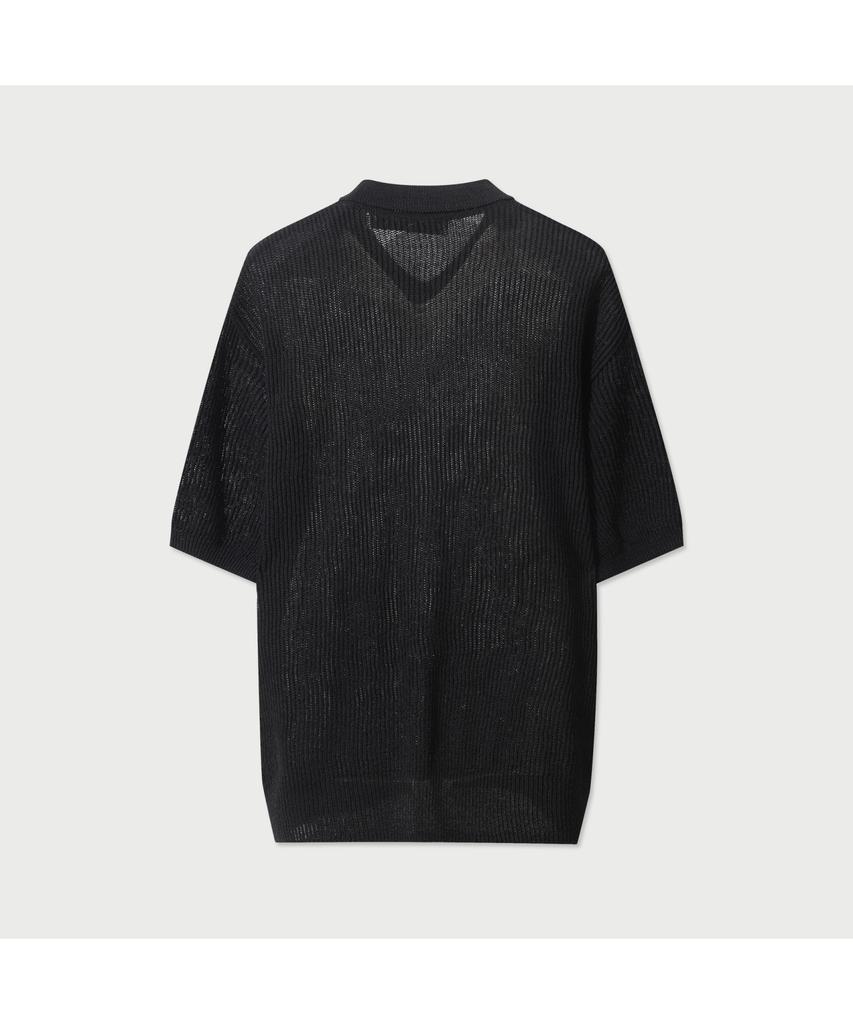 IRO Loom Cool Touch Short Sleeve Collared Knit - Black