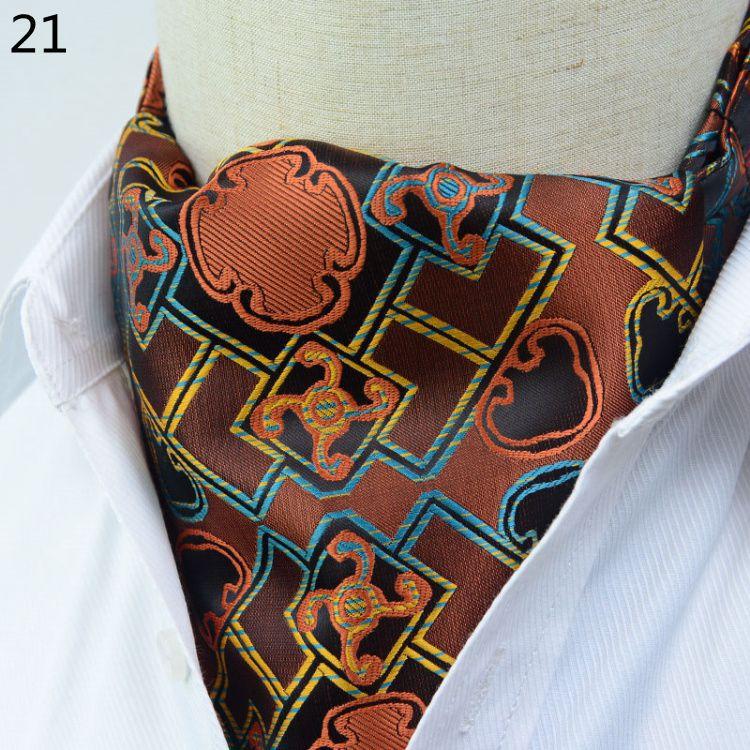 Luxury Men's Ascot Ties Vintage Paisley Cravat Self Tied British style Gentleman Polyester Silk Neck Tie Wedding FormaParty