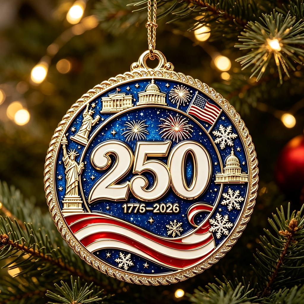 Acrylic USA 0th Anniversary Christmas Tree Ornament, Commemorative Hanging Holiday Décor