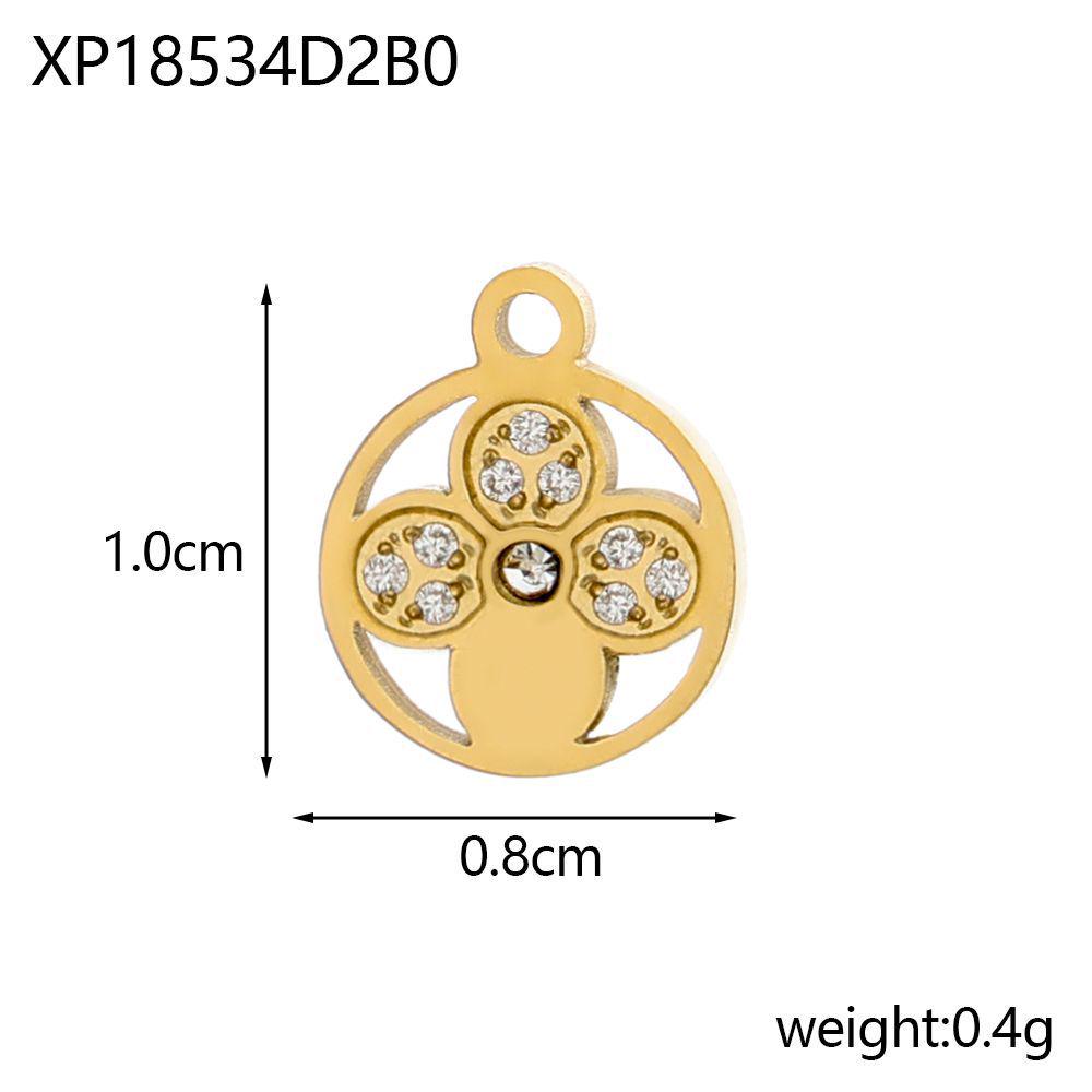 Stainless Steel Lucky Clover Zircon Pendant & Flower Connector DIY Bracelet/Necklace Accessory