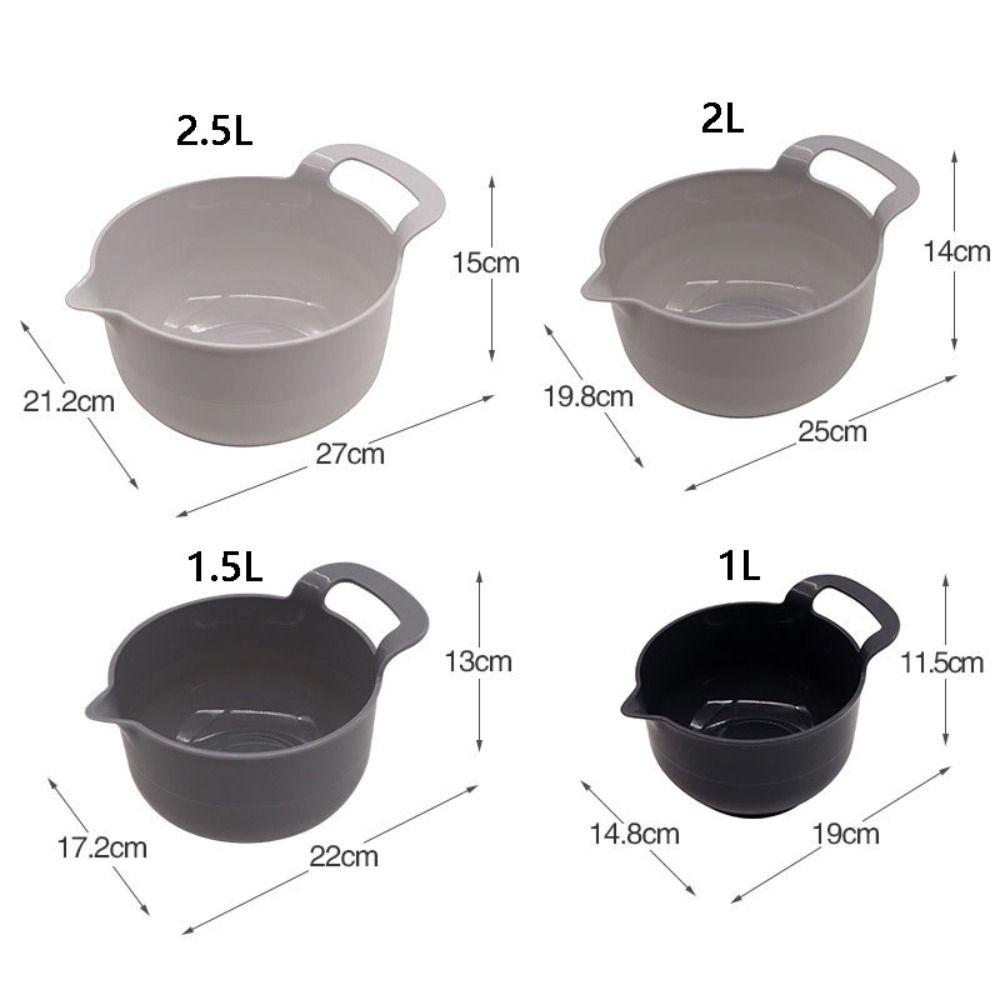 4pcs/set Plastic Salad Bowl with Handle Snacks Basin Multiple Capacities Mixing Bowl Set  Fruits