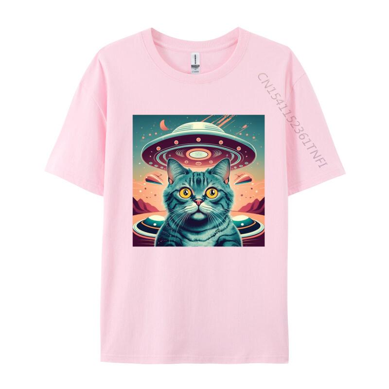 Elegant Cat Selfie Ufo Tshirt High Quality Men T Shirt Cosie Tops Shirt Unique Printed Funky Tshirt