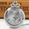 10pcs/Lot Wholesale Silver Dragon Hollowed Pocket Watch Men Necklace Timing Pendant Women Chain Clock Necklace for Good Lucky