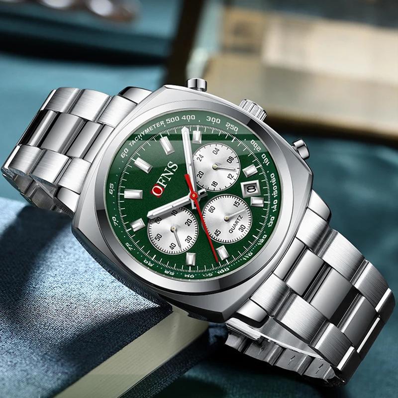 Mens Business Six-pin Quartz Watch Multi-functional Calendar Business Men Luxury Stainless Steel Wrist Watch Chronograph