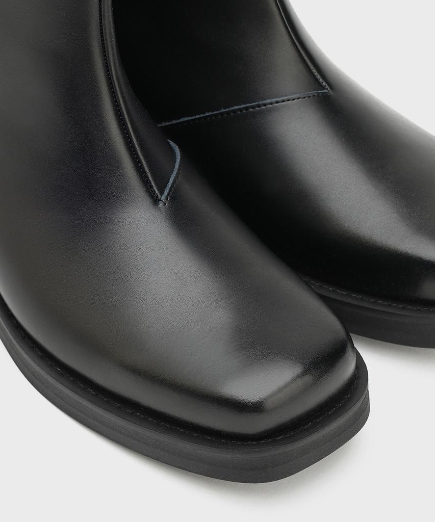 Firenze Atelier [Second.A] Minimal Square Toe Zip-Up Boots 2Ndf4300Gb [Black]