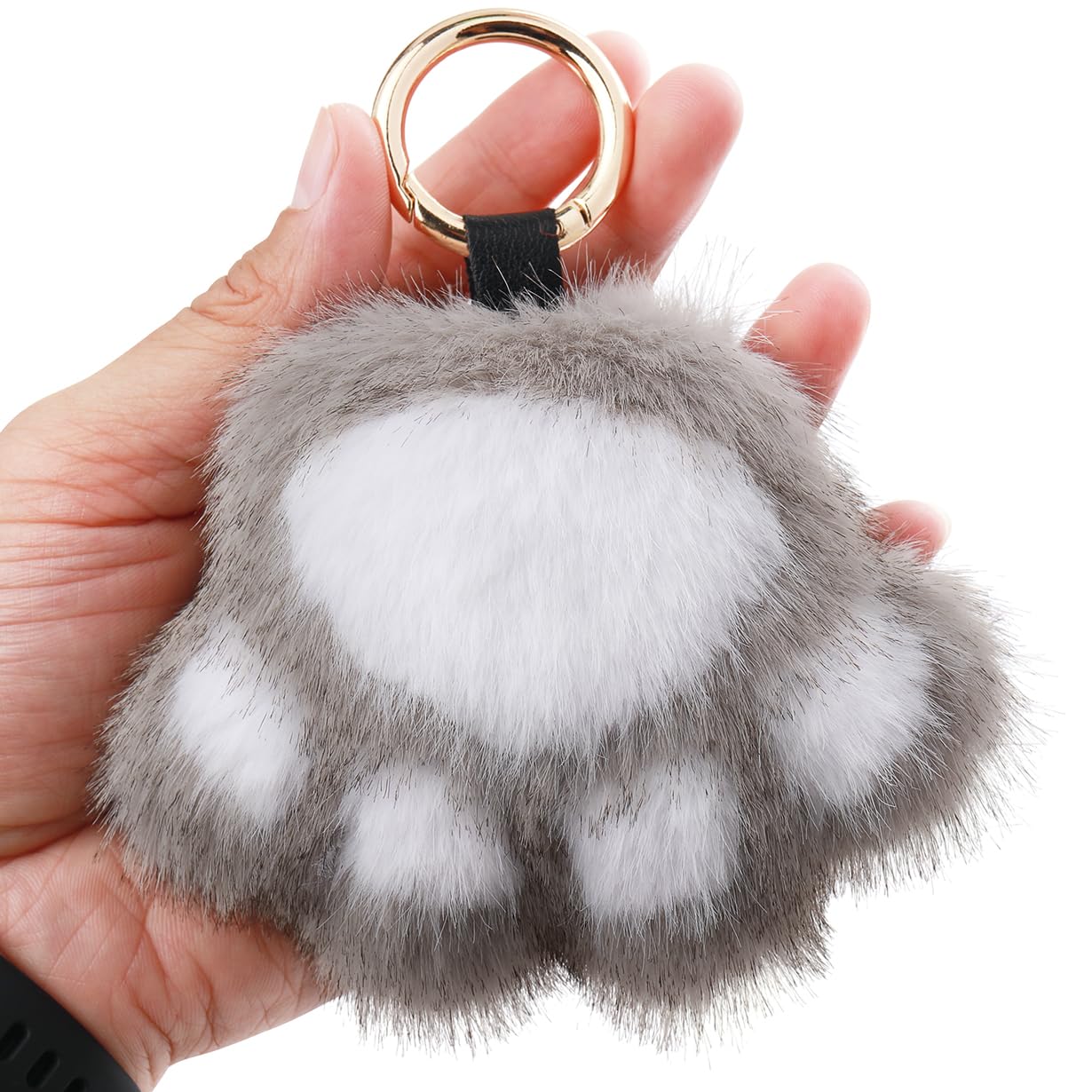 

[Looking] Cat Keychain Paw Cat Trace Plush Toy Fluffy Women s small size серый