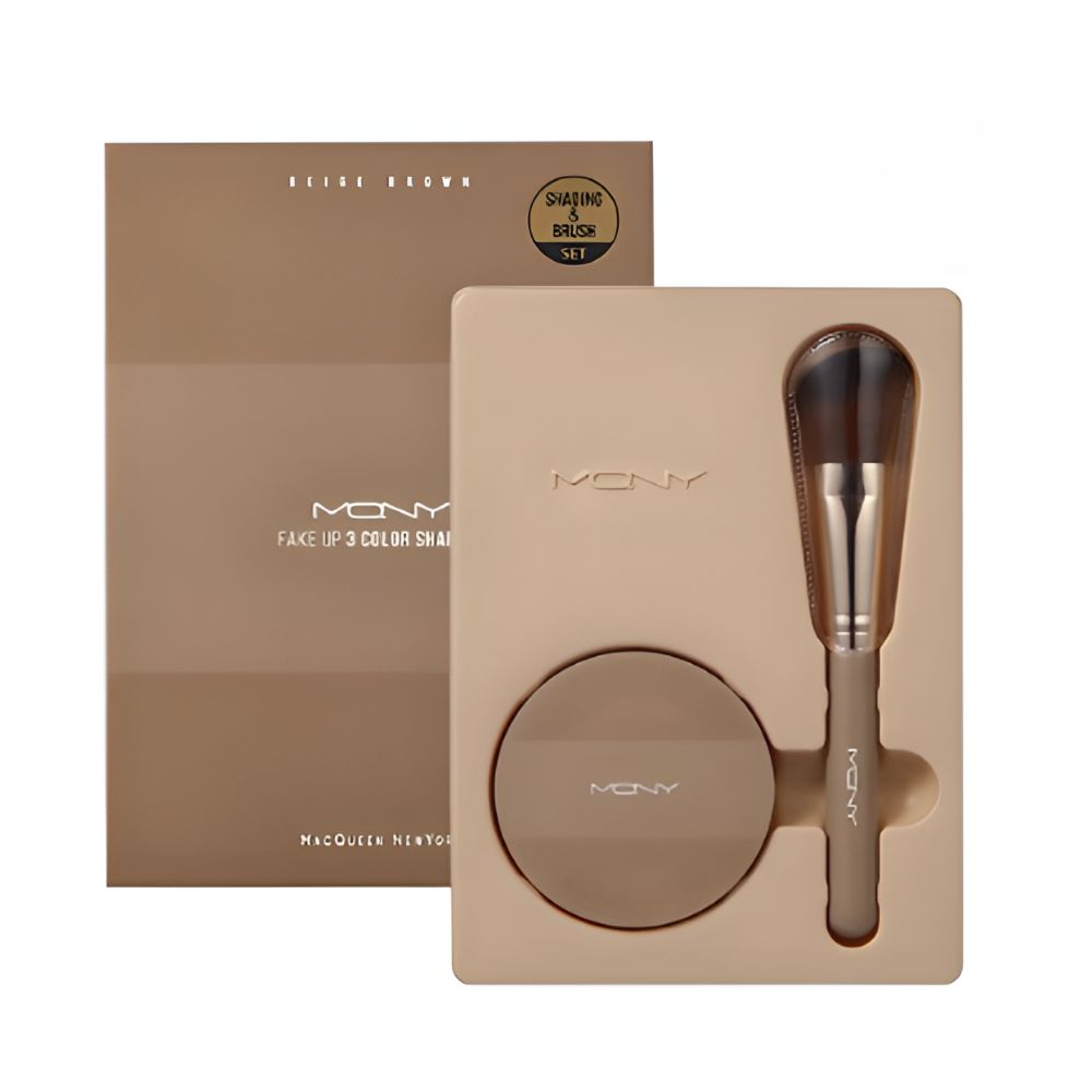 MACQUEEN NEW YORK Fake-Up 3-Color Shading 9g with Shading Brush (Beige / Neutral / Gray Brown) 01 Beige