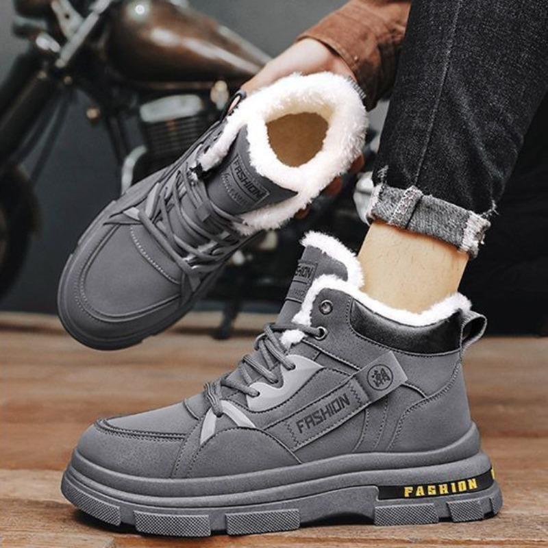 Men Super Thick Fleece Lined Snow Boots Outdoor Hiking Warm Winter Cotton Shoes