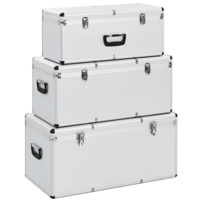 VidaXL Boîtes de rangement 3 pcs Argenté Aluminium