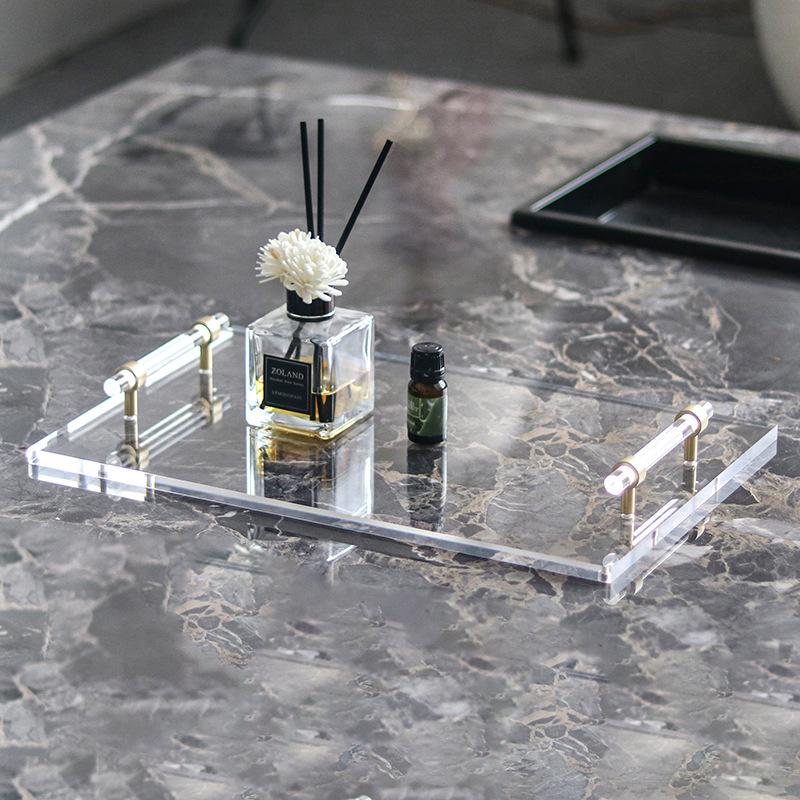 Leichtes, luxuriöses, transparentes Acryltablett, Modellzimmer, Wohnzimmer, Zuhause, High-End-Schmucktablett, Dekoration, Ornamente, Snacktablett