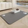 Quick-Dry Diatomite Pet Feeding Mat with Cute Paw Print Design, Non-Slip Waterproof Dog and Cat Food Mat for Home Use, Black with White "Pet Home"