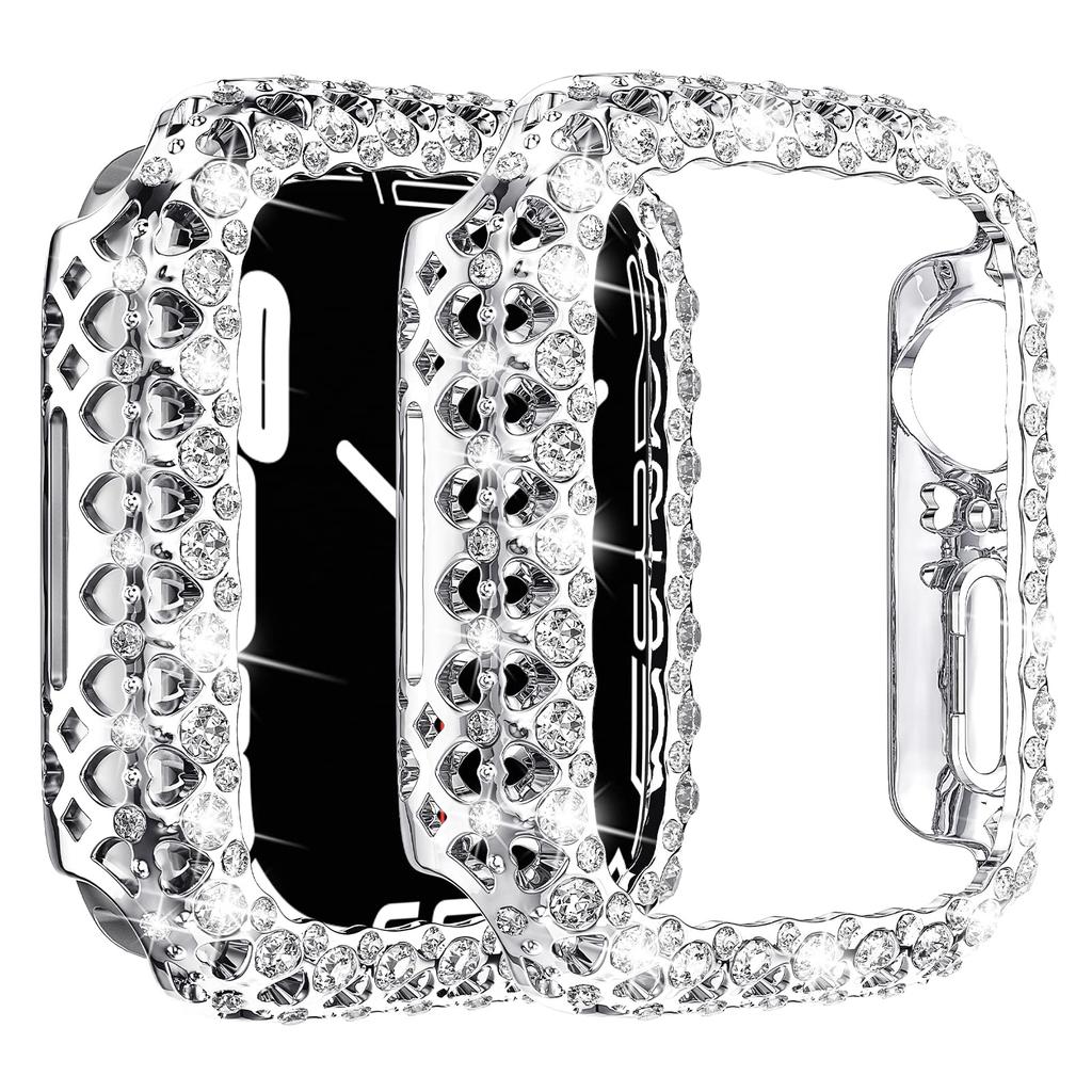 Bling Crystal Bumper Cover for Apple Watch Case 41mm 45mm Diamond PC Protective Hard PC Frame for IWatch Series 8 7 41mm 45 Mm