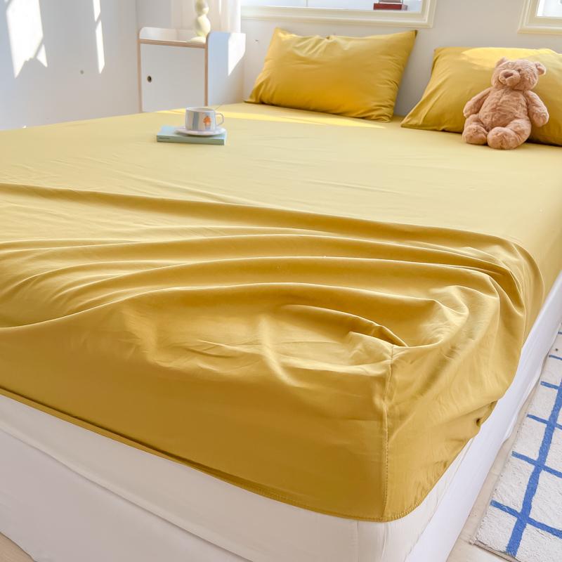 2024 New A-class Solid Color Good Quality Grid Washed Cotton Bed Sheet, Single Piece Fully Enclosed Non Slip Bed Sheet, Bed