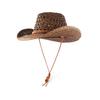 Womens Straw Western Cowboy Hat Foldable Wide Brim Summer Sun Hats Vacation Lightweight Beach Cowgirl Hat