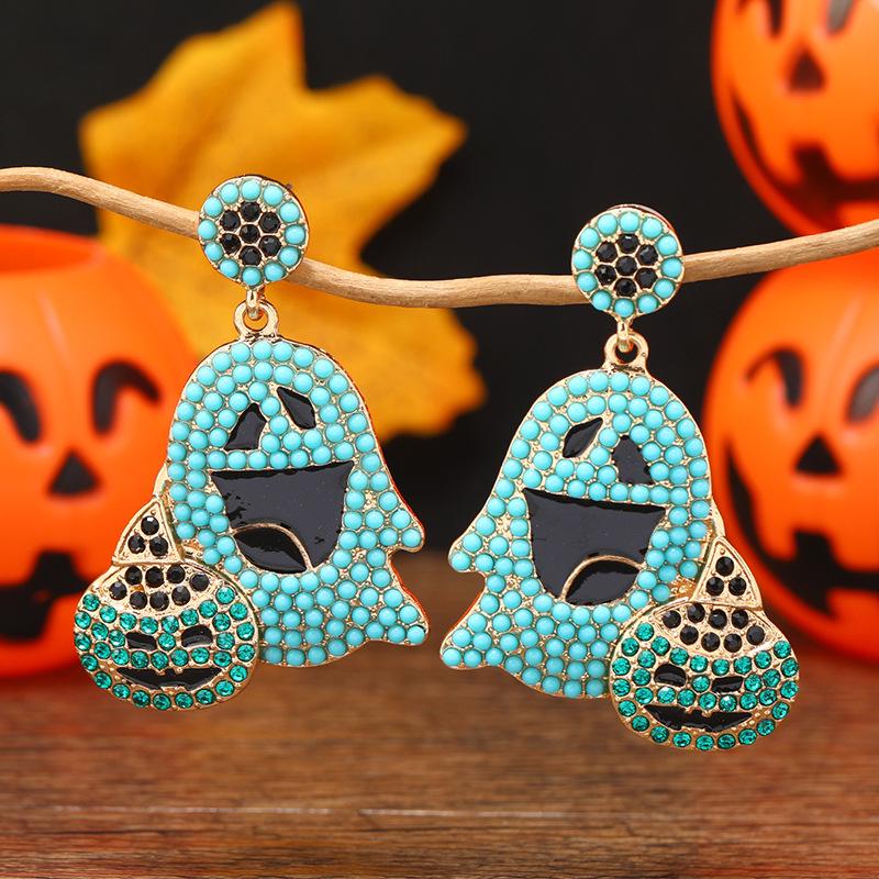 European-Style Halloween Pumpkin & Ghost Dangle Earrings