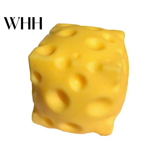 Yellow Cheese Squeeze Toy Stress Relief Cube Fidget Relaxation Stretch Focus Aid Simulated Sensory Soft TPR Ball Anxiety
