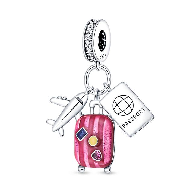 925 Sterling Silver Pizza Trunk Náhlavní souprava Přívěsek Náramek Korálkový Fit Náhrdelník Pro ženy Dárek Jemné šperky