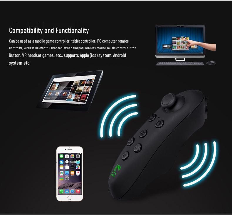 VRPARK Bluetooth VR Remote: Mobile Game Controller, Wireless Mouse, Selfie Control for Android.