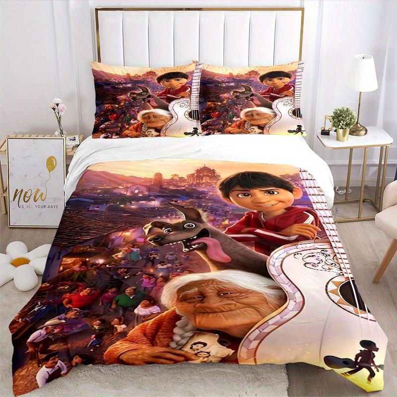 3pcs Coco Vibrant Movie Characters Bedding Set, Includes Quilt Cover and Pillowcases, Suitable for All Seasons, Machine Washable, Ideal Gift