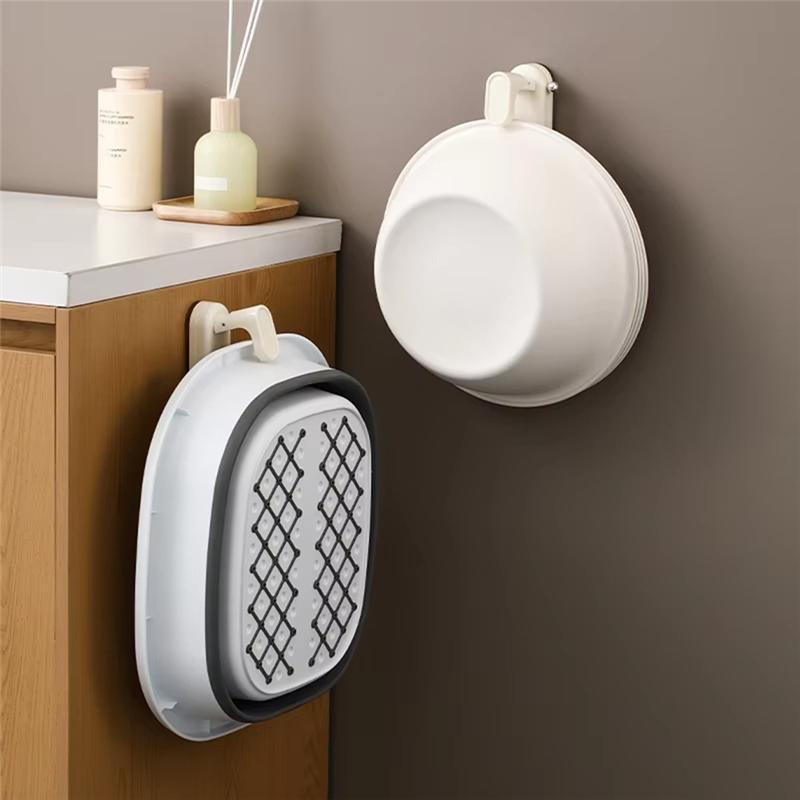 Practical-Suction Cup Washbasin Hook - Detachable, Adjustable Wall-Mounted Basin Rack For Bathroom & Kitchen Storage