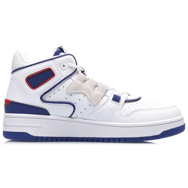 Li Ning Attack 2020 Shock Absorption Non-Slip Wear-Resistant Mid-Top Retro Basketball Shoes Women sneakers White Blue AGBQ116-1