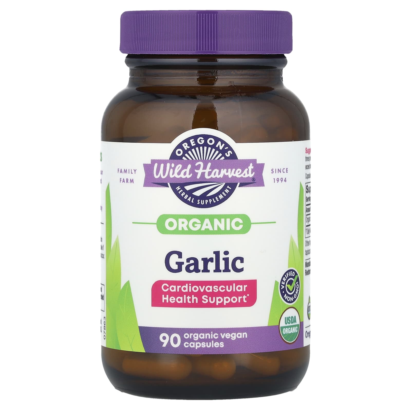 

Oregon S Wild Harvest, Organic Garlic, Organic Veggie Caps, 90 Count (525Mg/Capsule)