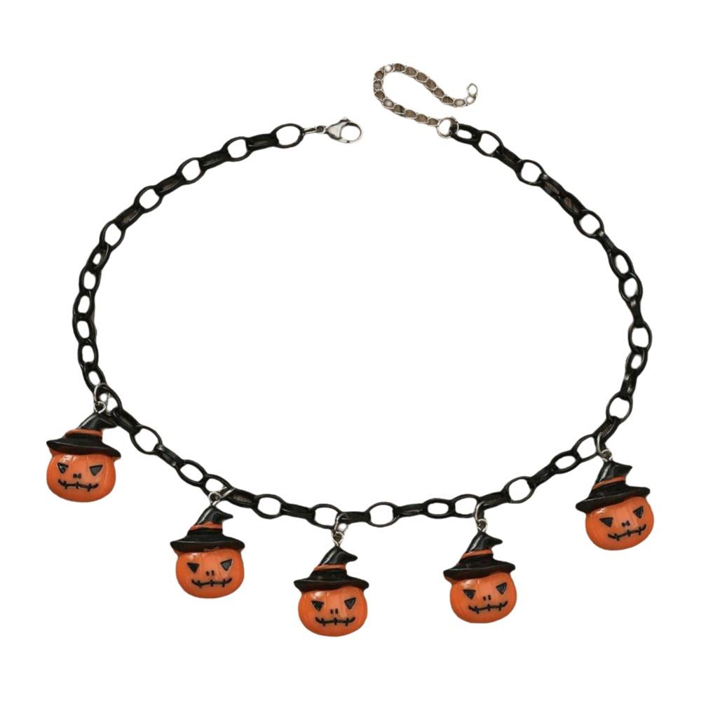 Resin Halloween Pumpkin Necklace Bat Halloween Jewelry Ghost Pendant Necklace  Ghost Festival