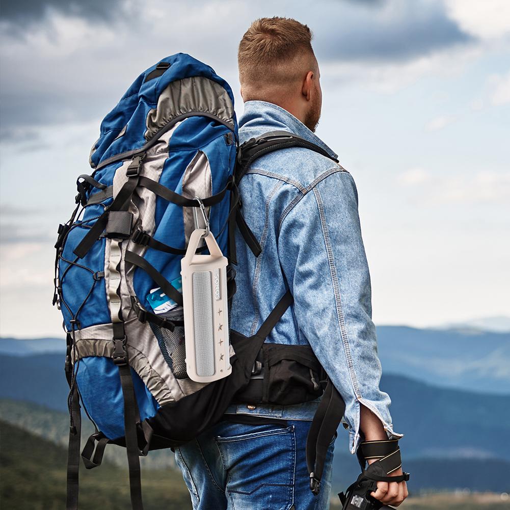 Silicone Case Portable Speaker Case with Carabiner Shockproof Anti-Scratch Soft Skin Sleeve for Sonos Roam 2 / Sonos Roam