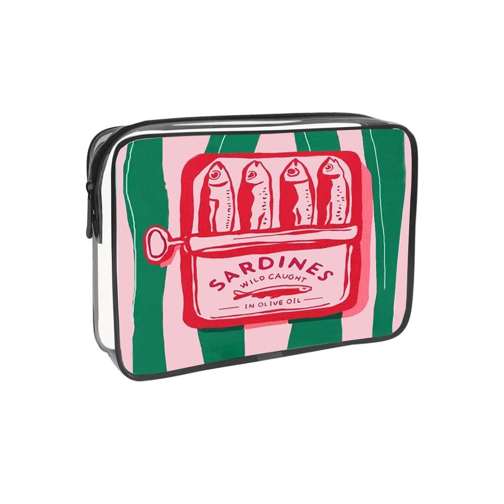 PVC Canned Sardines Makeup Bag Waterproof Zipper Closure Sardine Tin Fish Cosmetic Bag Portable Pencil Case Pouch for Women