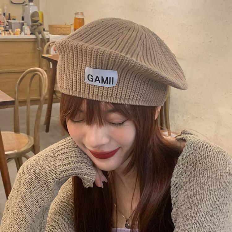 Trendy Korean Style Pink Knit Wool Beret: Women's Autumn/Winter Versatile, Face-Slimming Painter Hat