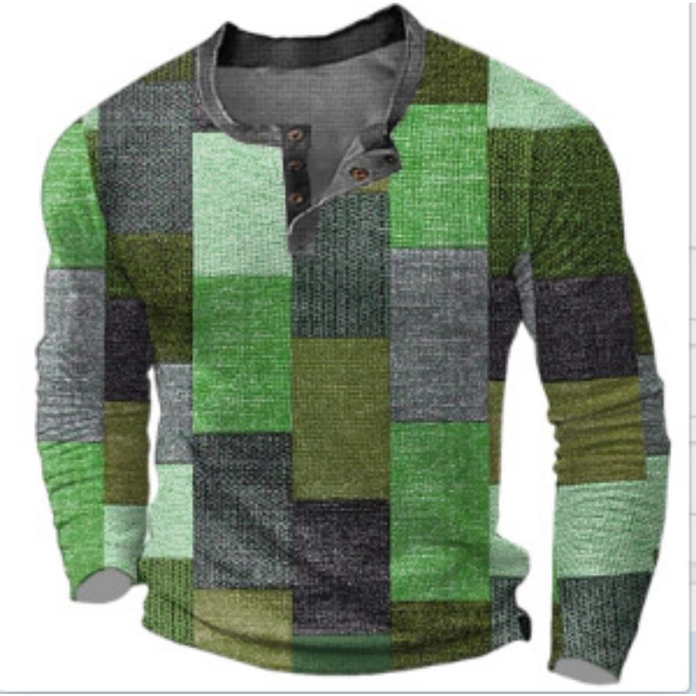 Maglietta vintage a maniche lunghe da uomo con stampa DTG 3D