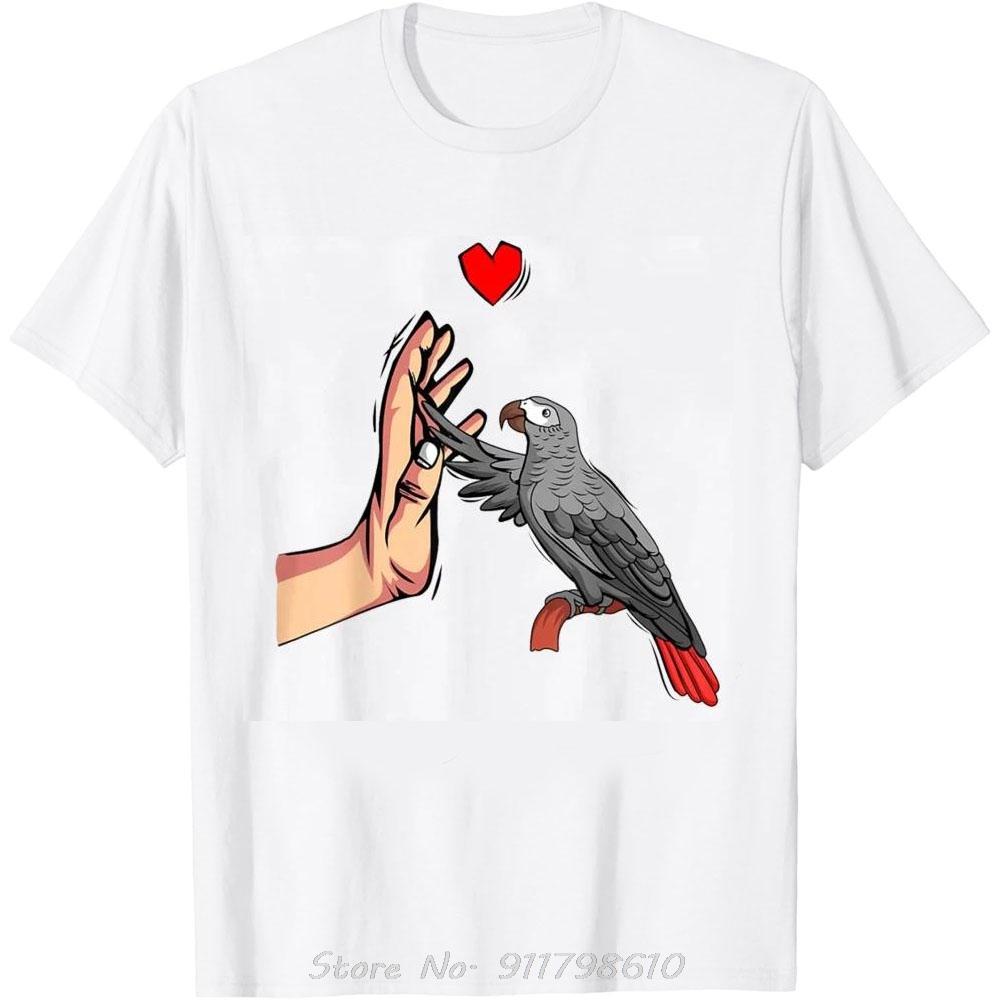 African Grey Parrot Love Funny Oversized T-shirt Summer Style Mens Clothing Streetwear Cotton Tshirt Bird Lovers Fitness T Shirt