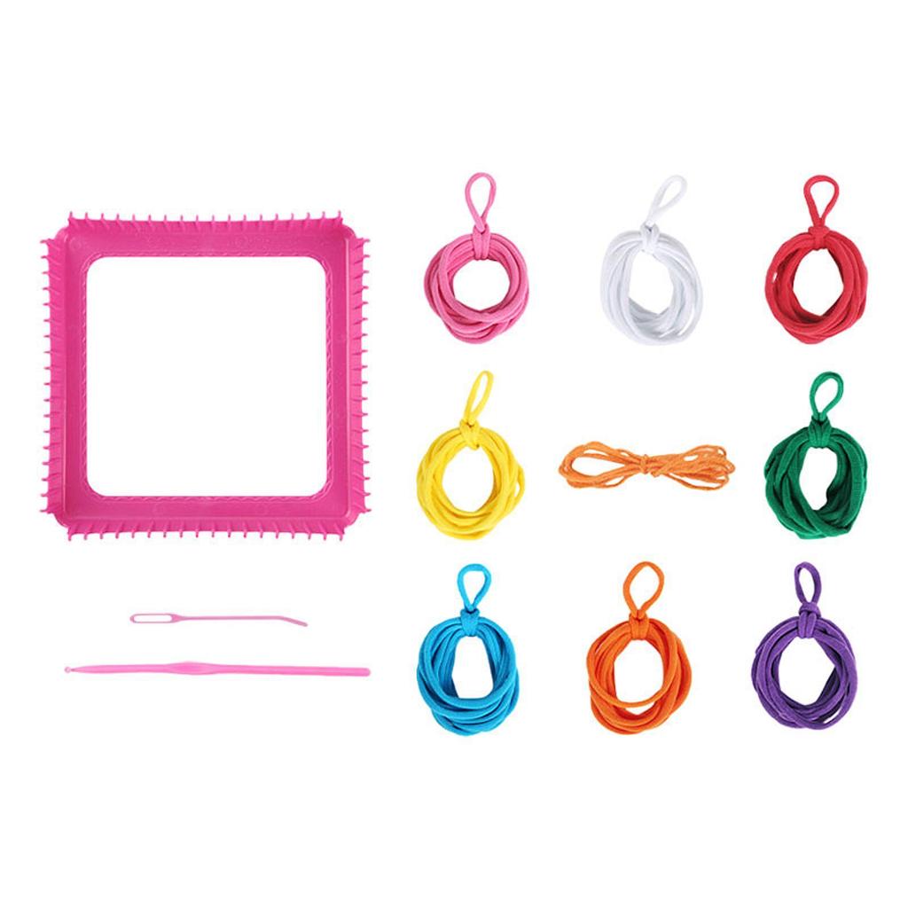Weaving Loom Kit Making Toy DIY Craft with Crochet Hook Pot Holder Loops for Kids Beginners Adults Tote Bag Christmas Gifts