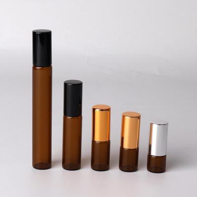 1ML-10ML Brown Glass Essential Oil Bottle with Steel Roller Ball