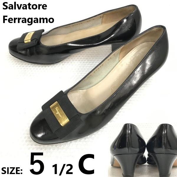 Salvatore Ferragamo leather Vara ribbon pumps 5.5C 22-22.5 black(USED)