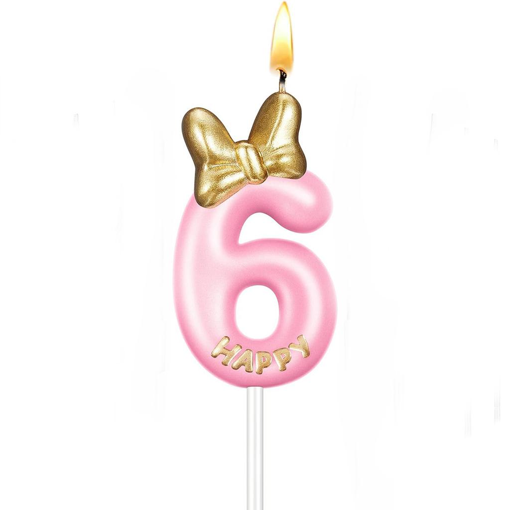 Number1 Pink Birthday Candle Girl Number Birthday Cake Topper Cupcake Candles in Holders forCake Topper Birthday  Decor Supplies