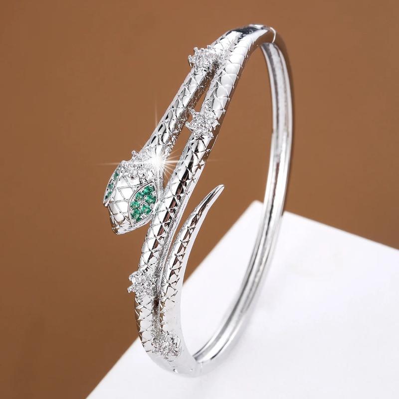 Personality Animal Snake-Shaped Design Synthetic Zirconia Women's Bracelet for Banquet Gift Jewelry Accessories