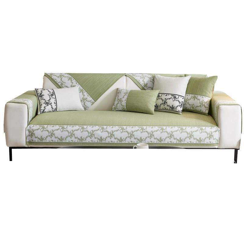 French Cream Style Chenille Plant Yarn-Dyed Jacquard Sofa Cushion Four Seasons Universal Dustproof Non-Slip Sofa Cover Cloth