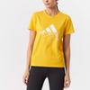 Adidas Logo Print Round Neck Short Sleeve T-Shirt Women Tops Yellow HB6600