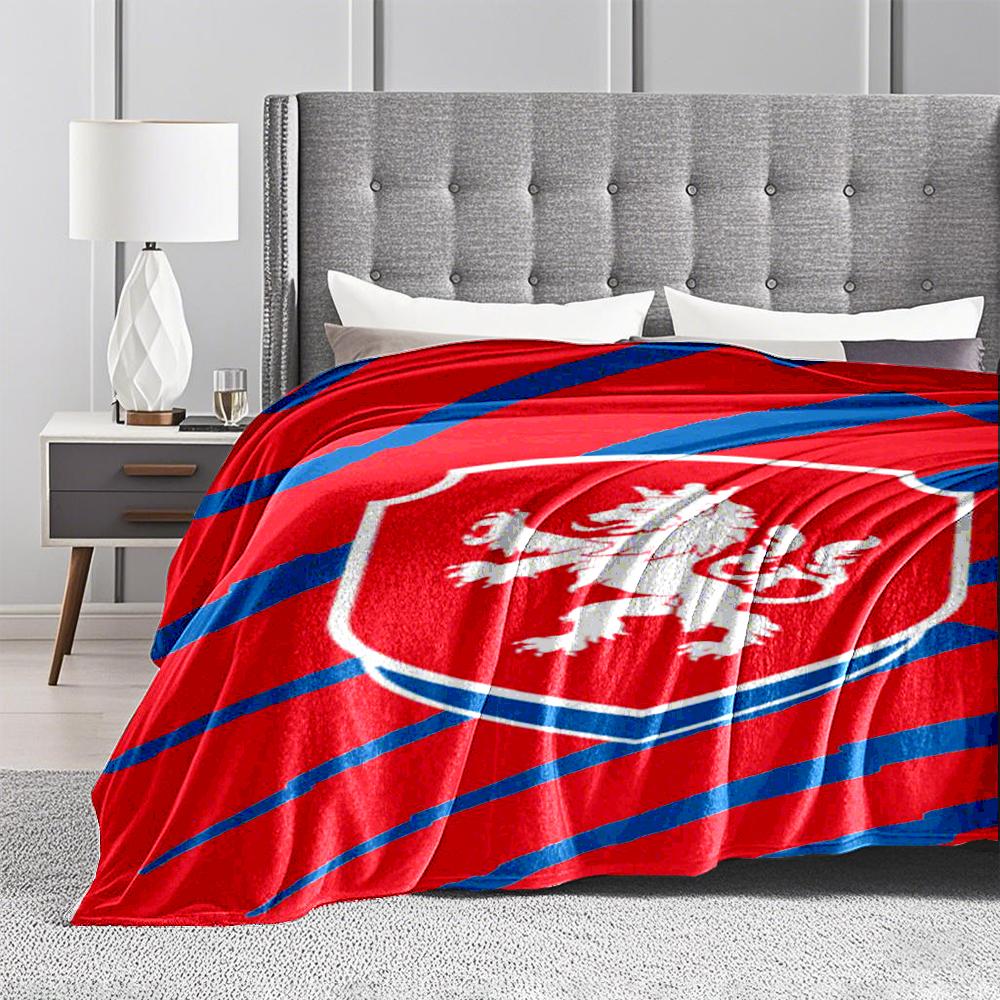 Red Lion Emblem on Striped Keep warm -Flannel blanket for bedroom, living room, sofa, and nap