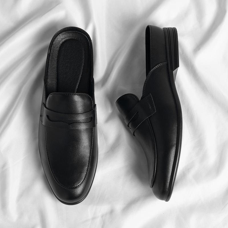 Fashion Genuine Leather Men's Shoes Summer Handmade Cow Leather Casual Sandals Breathable Half Shoes For Men Loafer Slippers Mocassins
